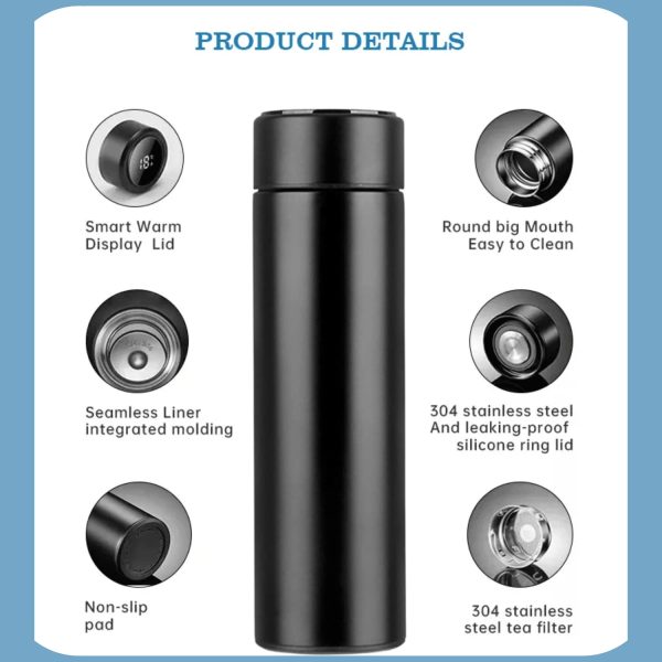 Temperature Display Vacuum Insulated Water Bottle