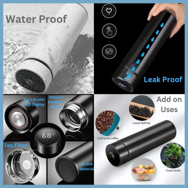 Temperature Display Vacuum Insulated Water Bottle