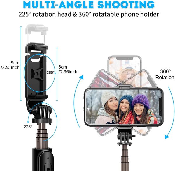 Portable Selfie Stick Handy Tripod with Detachable Wireless Remote